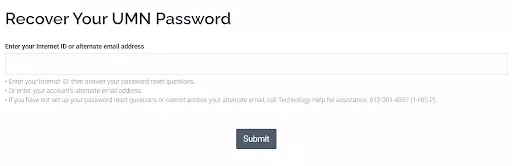 recover umn password