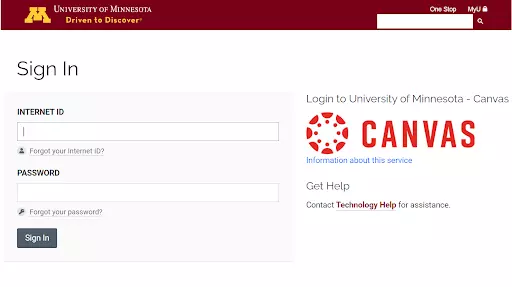 recover internet id of umn canvas