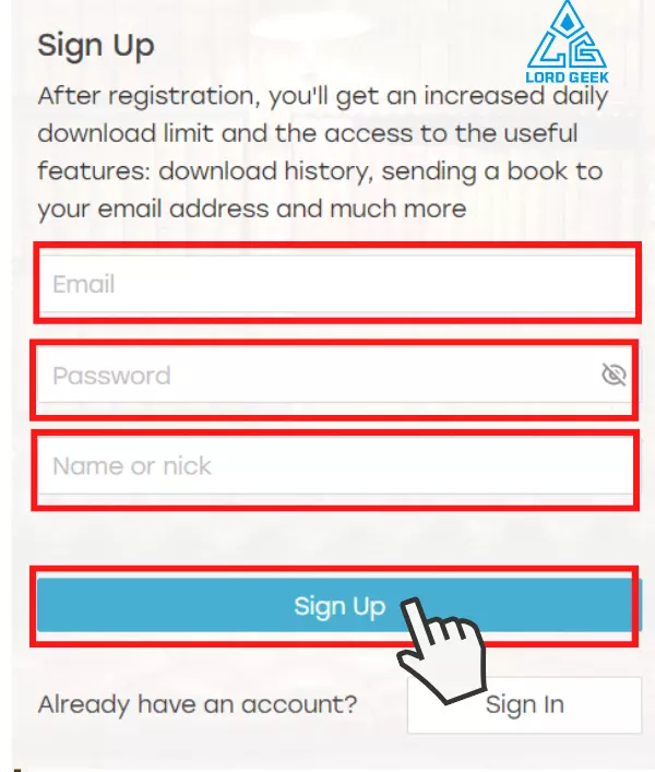 Enter your email, password and name to signup