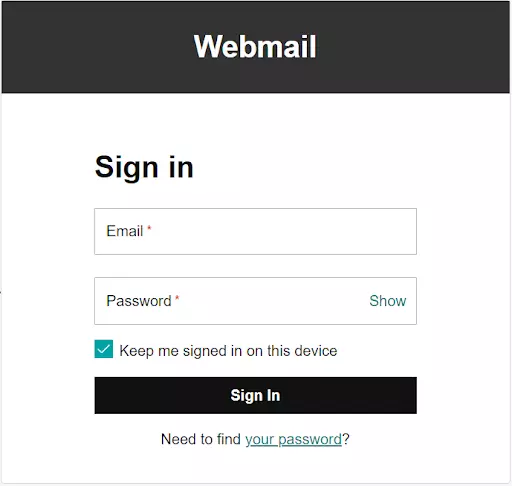 enter your email and password of godaddy webmail account