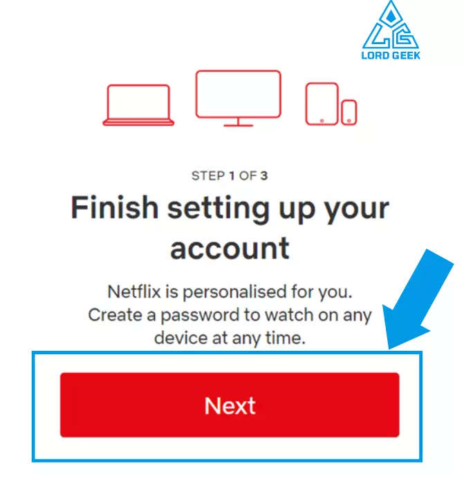 Click on ‘Next’ to create a password for your account