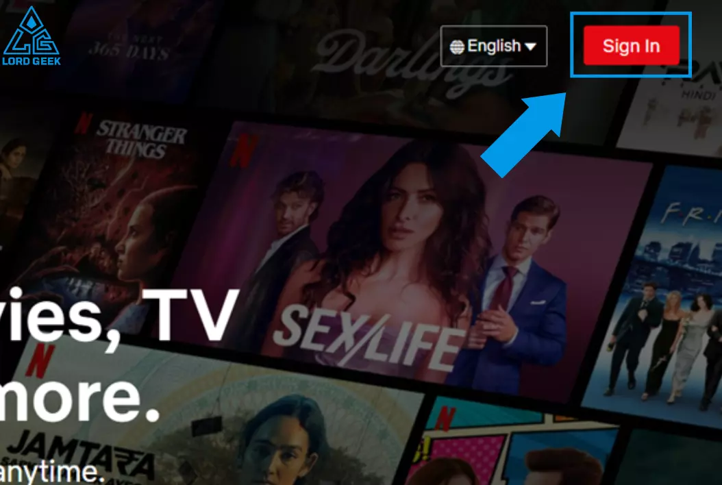 click on sign in at the top right corner to login to netflix account
