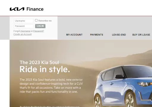 go to kia homepage and click on create an account section