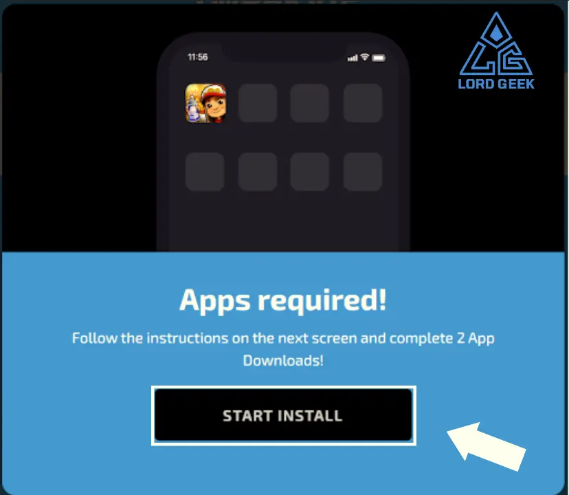 click on start install button to install application