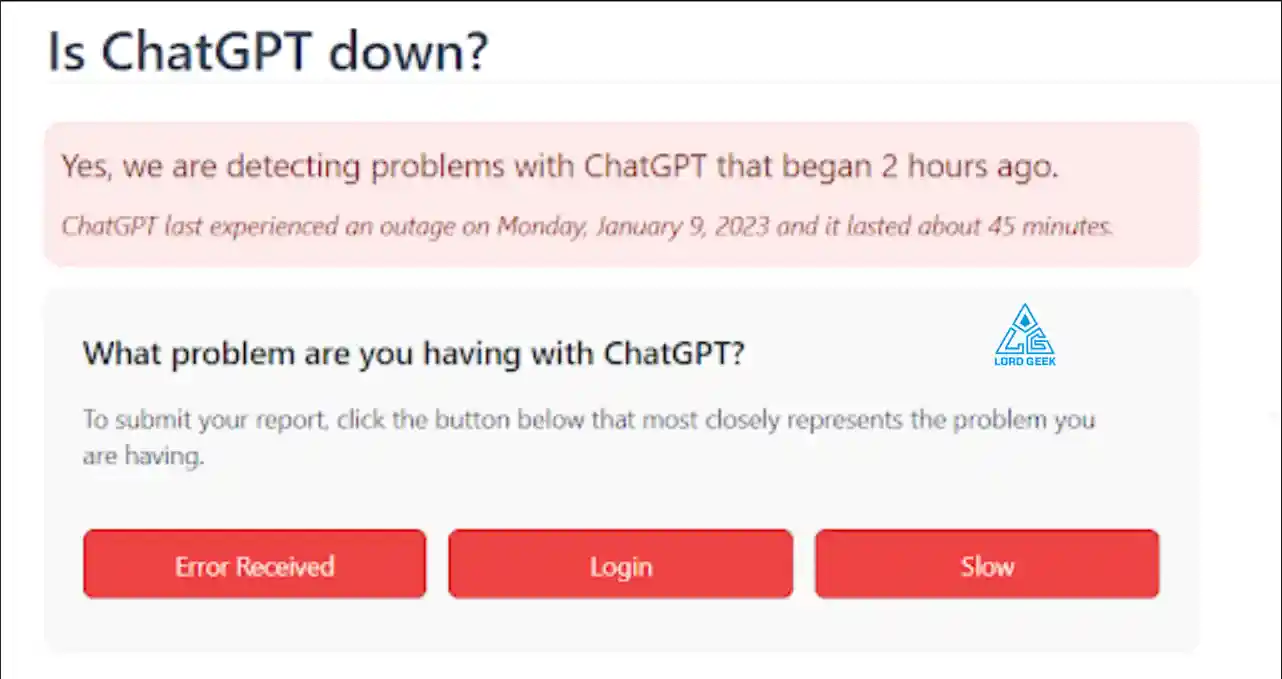 is chatgpt down check server status