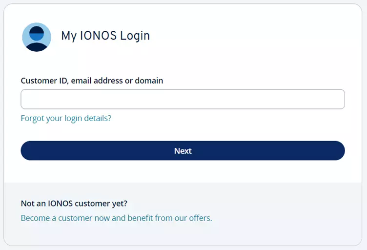 Enter your Ionos webmail Customer ID