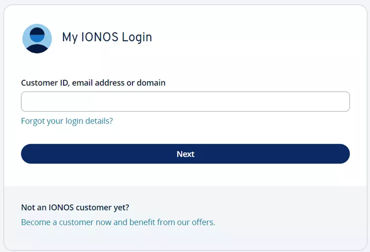 Go to the official site of IONOS On the Sign in page click on Forgot your login details