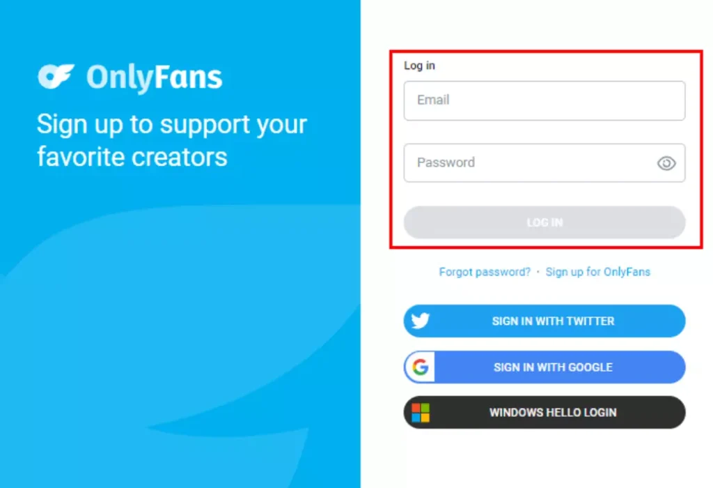 Login to your onlyfans account using desktop